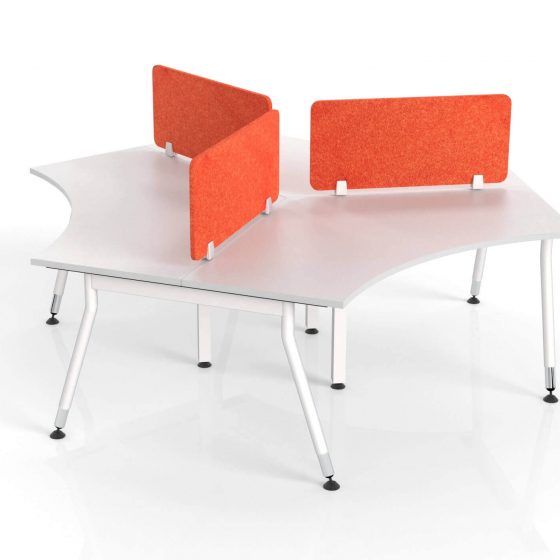 Hush Acoustic desk screen orange on Vee workstation