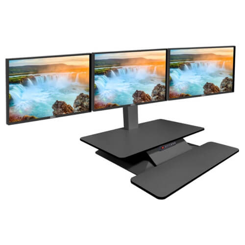 STANDESK height adjustable desk with three monitors