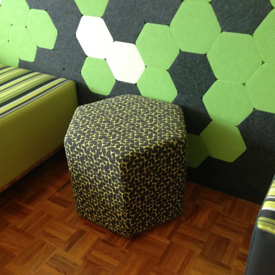 Acoustic wall tiles self-adhesive with custom ottomans