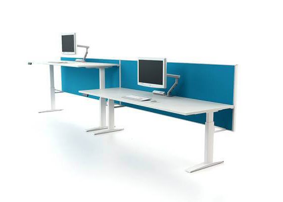 Desk mounted screen 400mm off floor with fabric Aluminium frame White