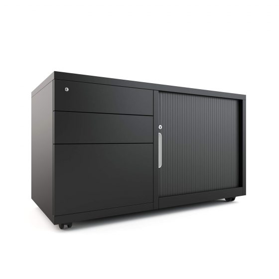 Workstations, Mobile Caddy BLACK workstation storage left