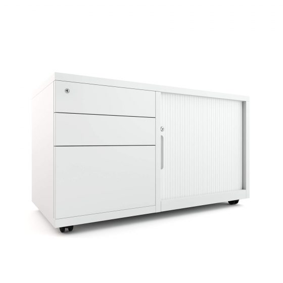 Mobile Caddy WHITE workstation storage left
