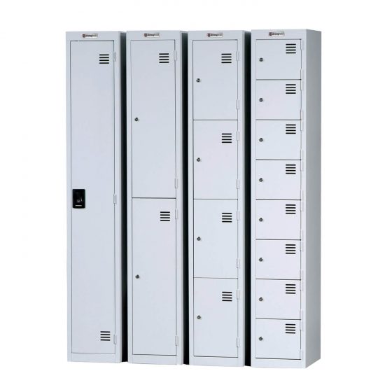 Commercial Furniture Products, Lockers Flat top steel multiple doors