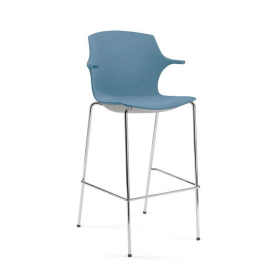 Frill stool blue shell chrome base