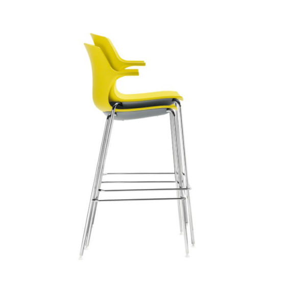 Frill stool yellow shell chrome base stacked