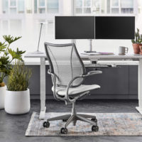 Humanscale Float height adjustable workstation with liberty chair and