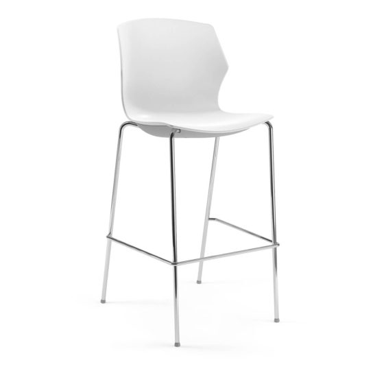 No Frill stool white shell chrome base