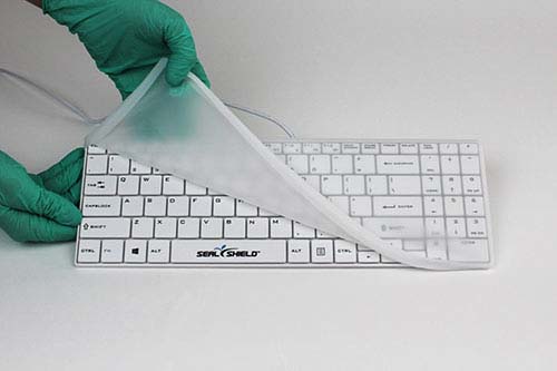 The Seal Shield Clean Wipe Medical keyboard is antimicrobial and fully washableThis is white.