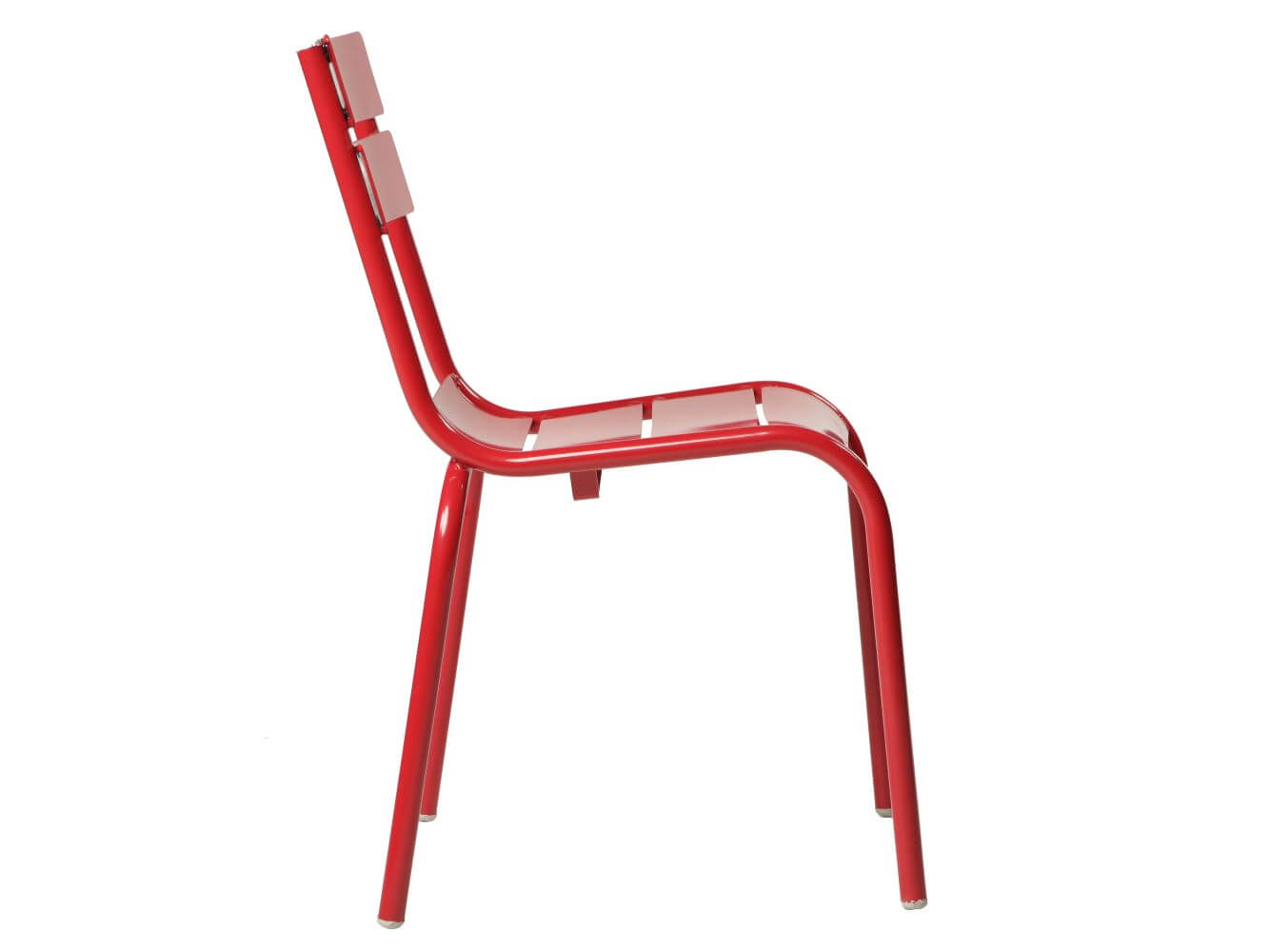 Porto aluminium chair in red, 4 leg base, side view
