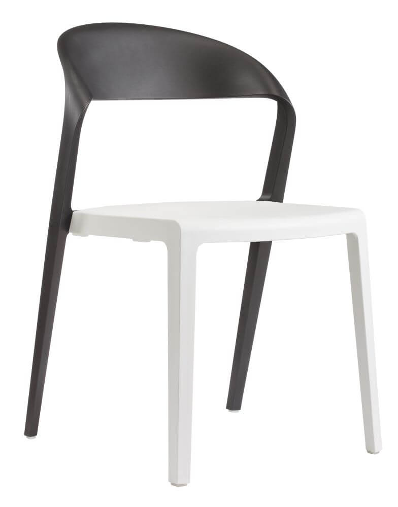 DuoBlock chair in black and white front 45 degree view